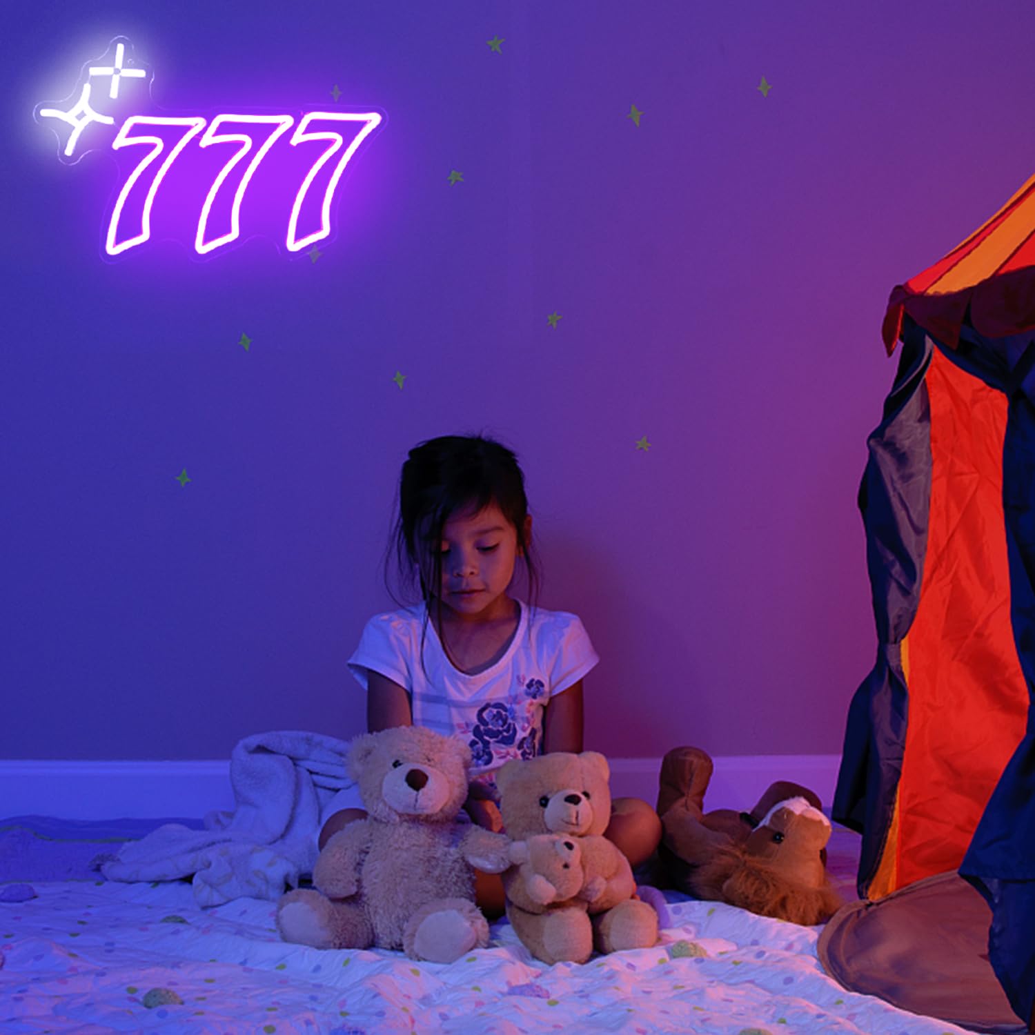 ライト・ランタン play you Purple 777 Neon Sign Angel Number Neon Lights Signs Lucky Number